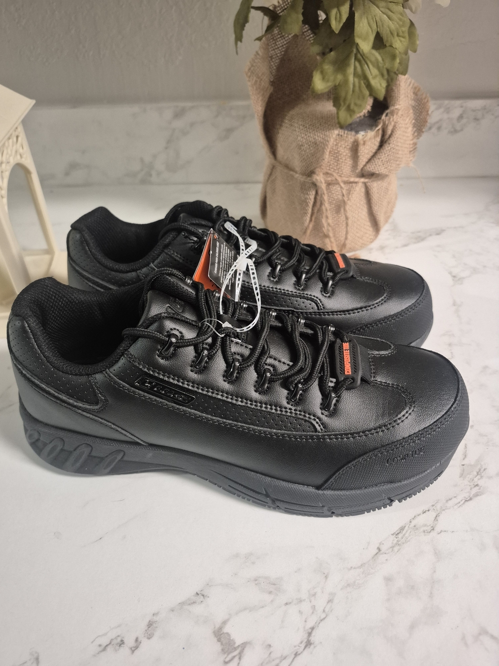 Lugz Men's Black Leather Composite Toe Lace-Up Shoes NWT